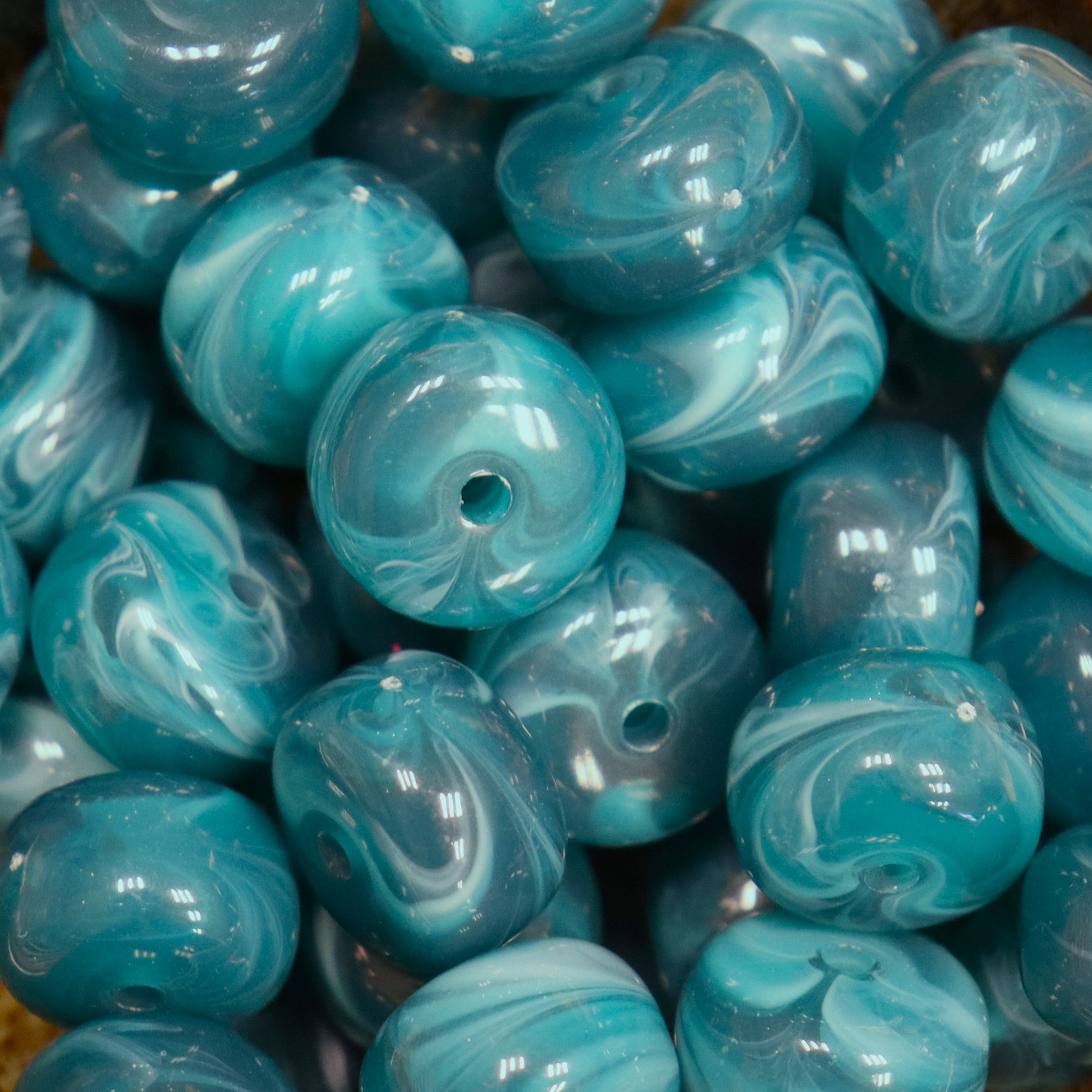 Rondellen disc acryl kraal - groenblauw (teal)