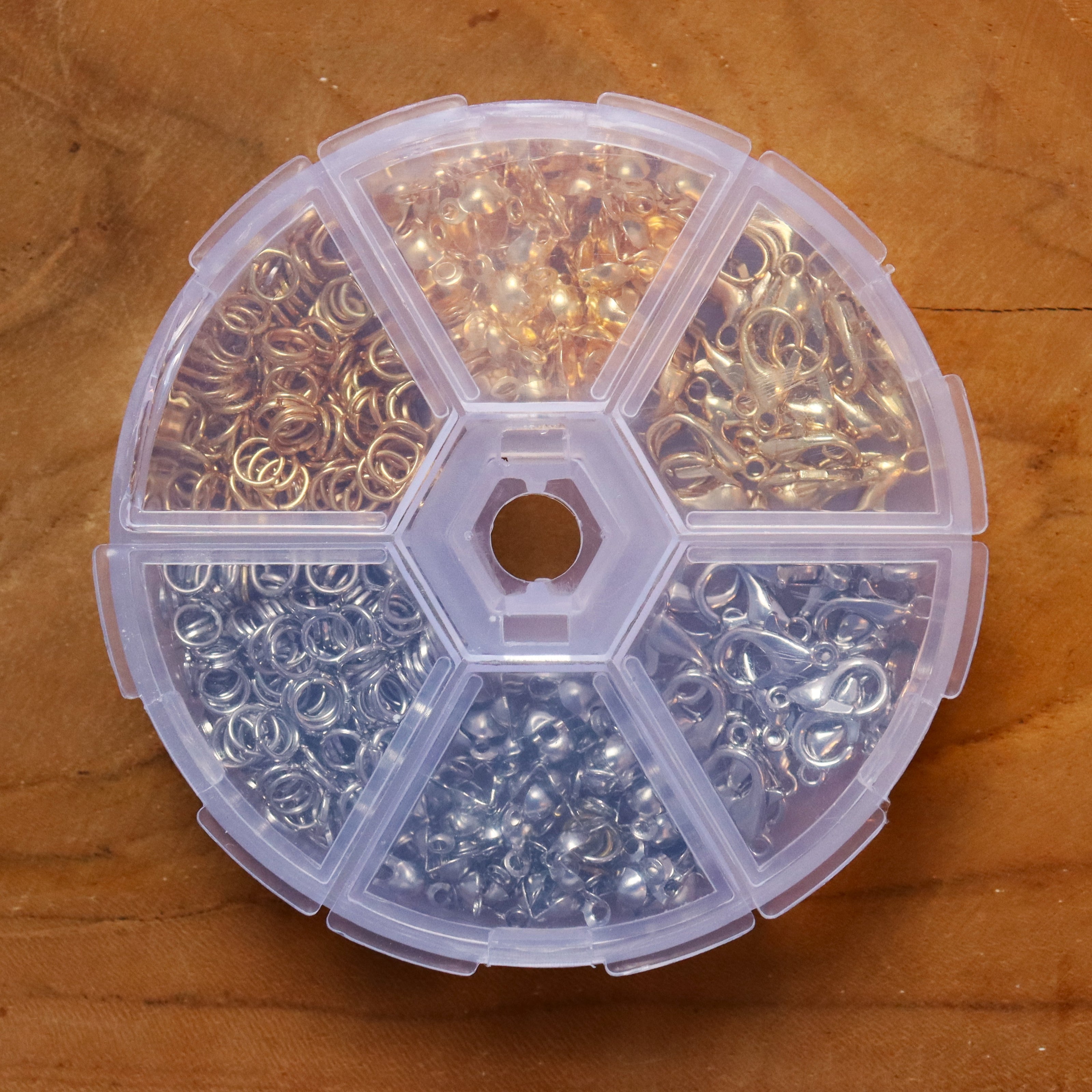 Ronde gevulde kralendoos iron plated benodigdheden - goud/zilver