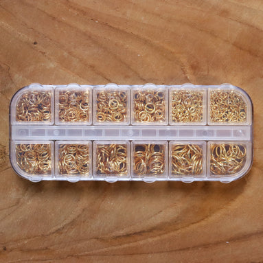 Gevulde kralendoos open ringetjes brass - goud