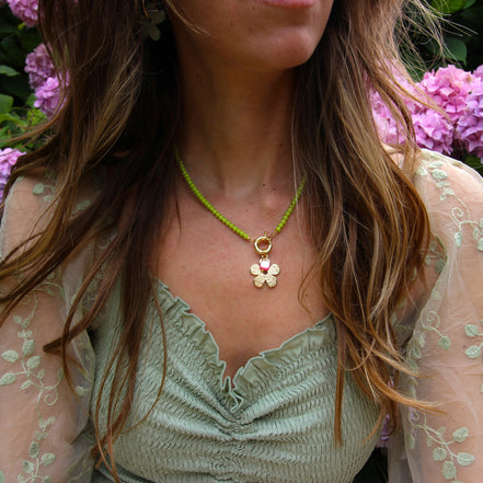 Necklace charm flower with shell