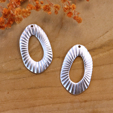 Bedel DQ zilver ovaal met strepen