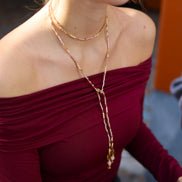 Kralenketting - omslagketting met beige tinten