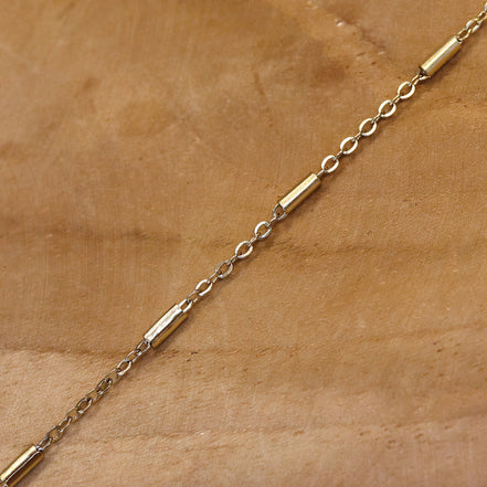 Jasseron schakelketting 50 cm - met tubes goud
