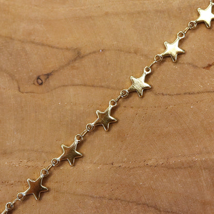 Jasseron schakelketting 50 cm - sterren goud