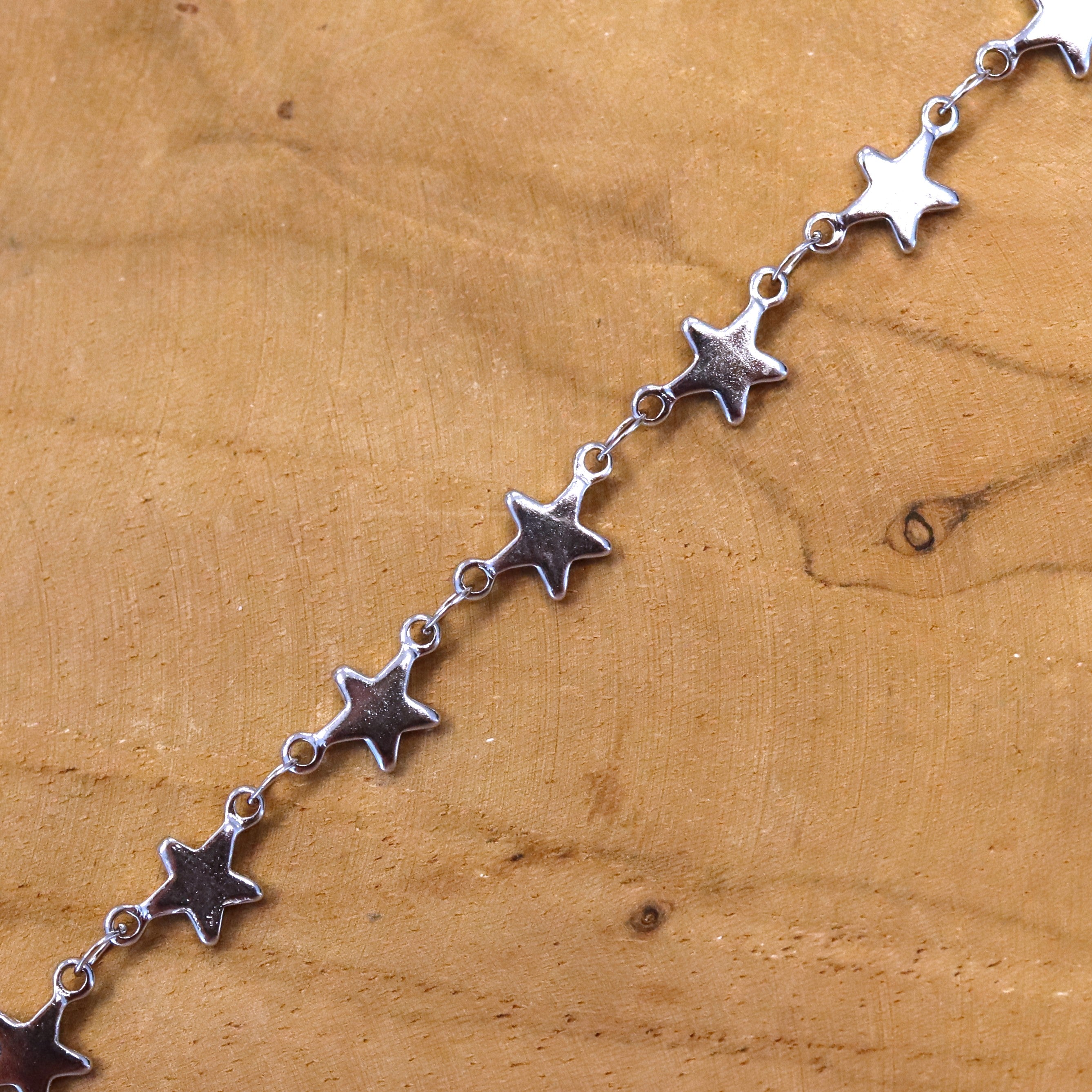 Jasseron schakelketting 50 cm - sterren zilver
