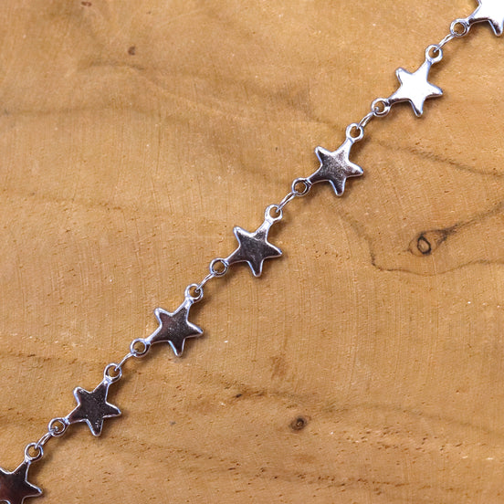 Jasseron schakelketting 50 cm - sterren zilver