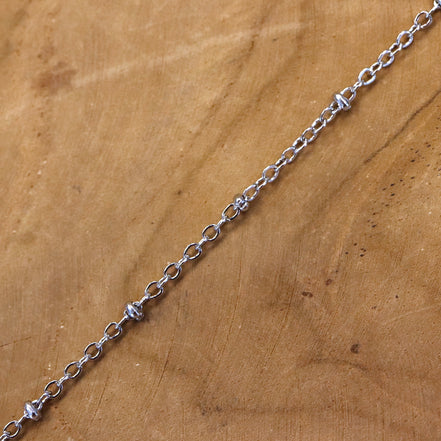 Jasseron schakelketting 50 cm - met rondelle kralen zilver