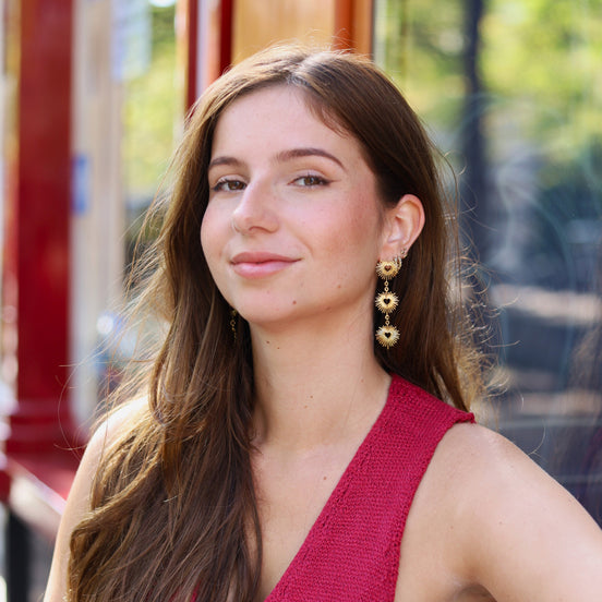 Statement oorbellen harten met sparkle goud