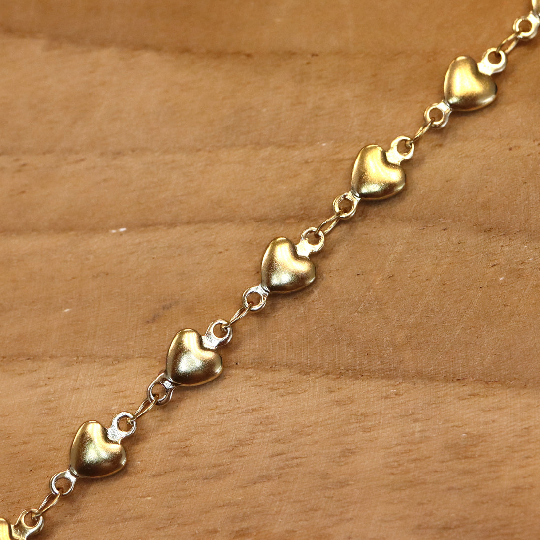 Jasseron Gliederkette 50cm - Herzen gold