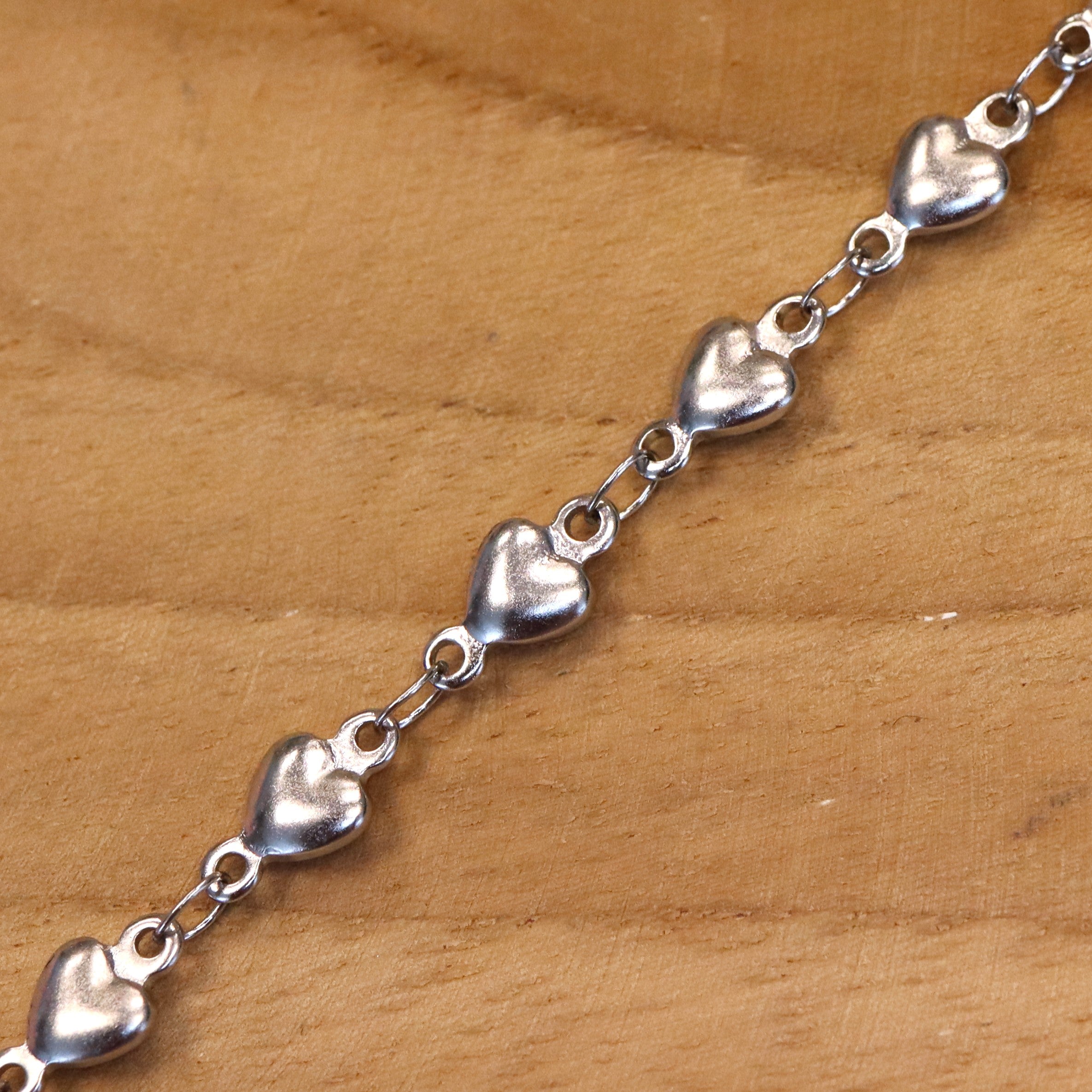 Jasseron Gliederkette 50cm - Herzen silber