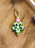 Earring charm green flower - gold