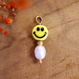 Oorringbedel smiley met parel - goud