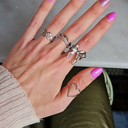 Stainless steel ring zilver - open hart