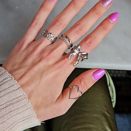 Stainless steel ring zilver - open hart