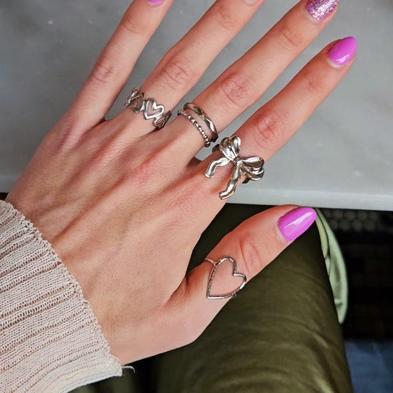 Stainless steel ring zilver - open harten