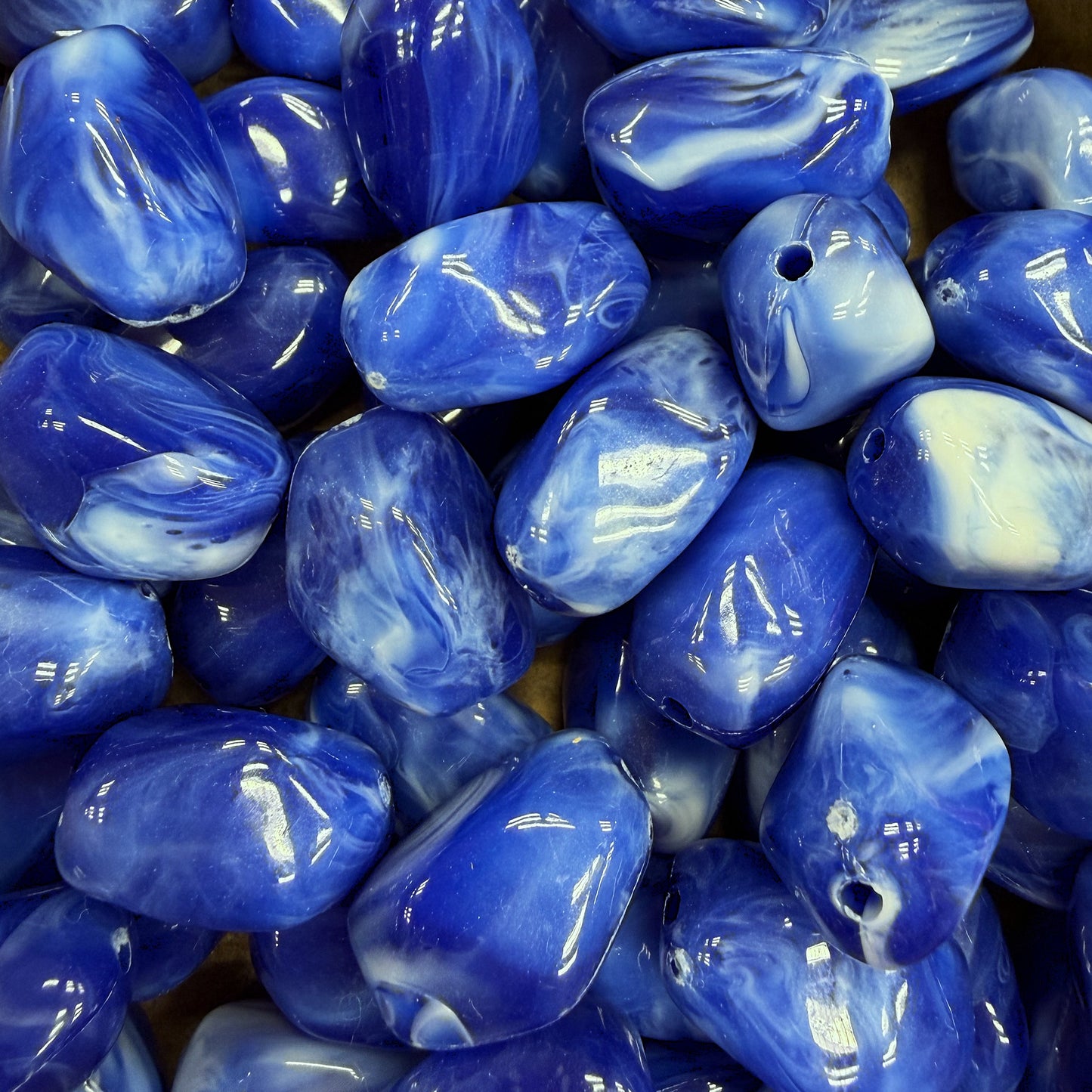 Nugget acryl kraal - cobalt blauw