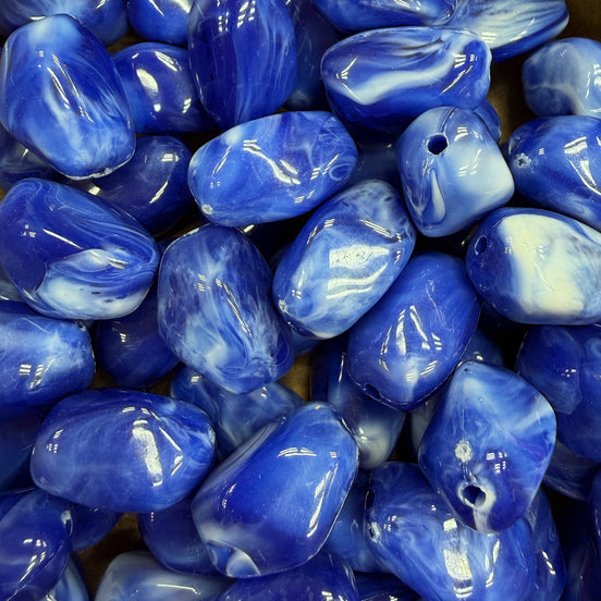 Nugget acryl kraal - cobalt blauw