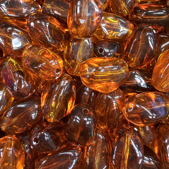Nugget acryl kraal - transparant amber