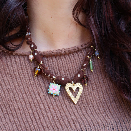 Bandana necklace - polka dot gold
