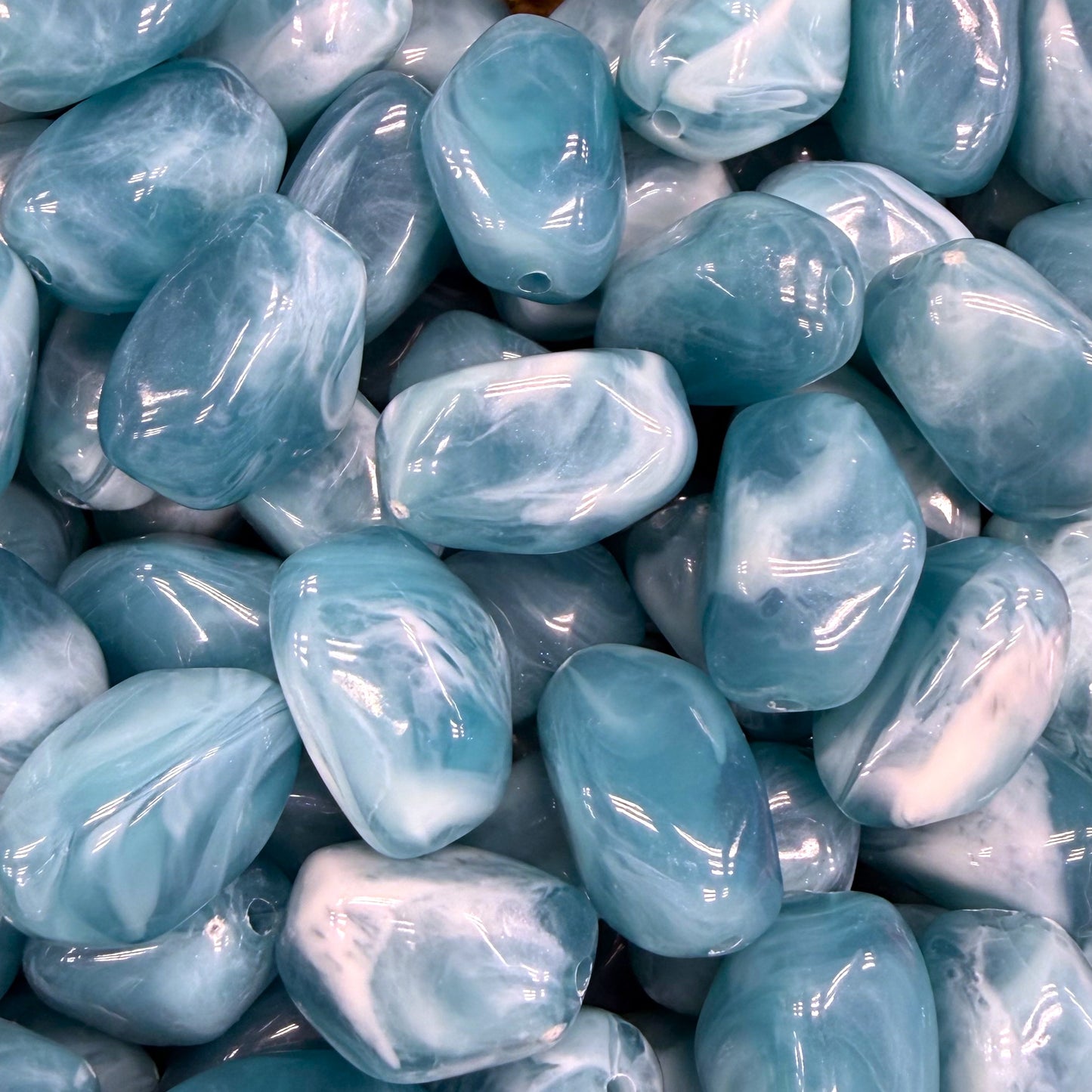 Nugget acryl kraal - lichtblauw