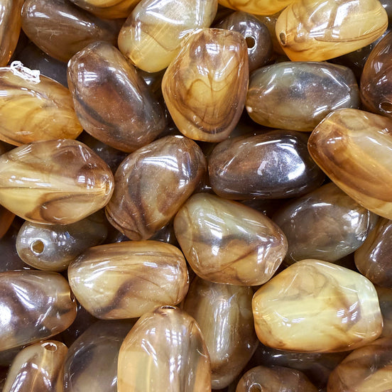 Nugget acryl kraal - transparant bruin