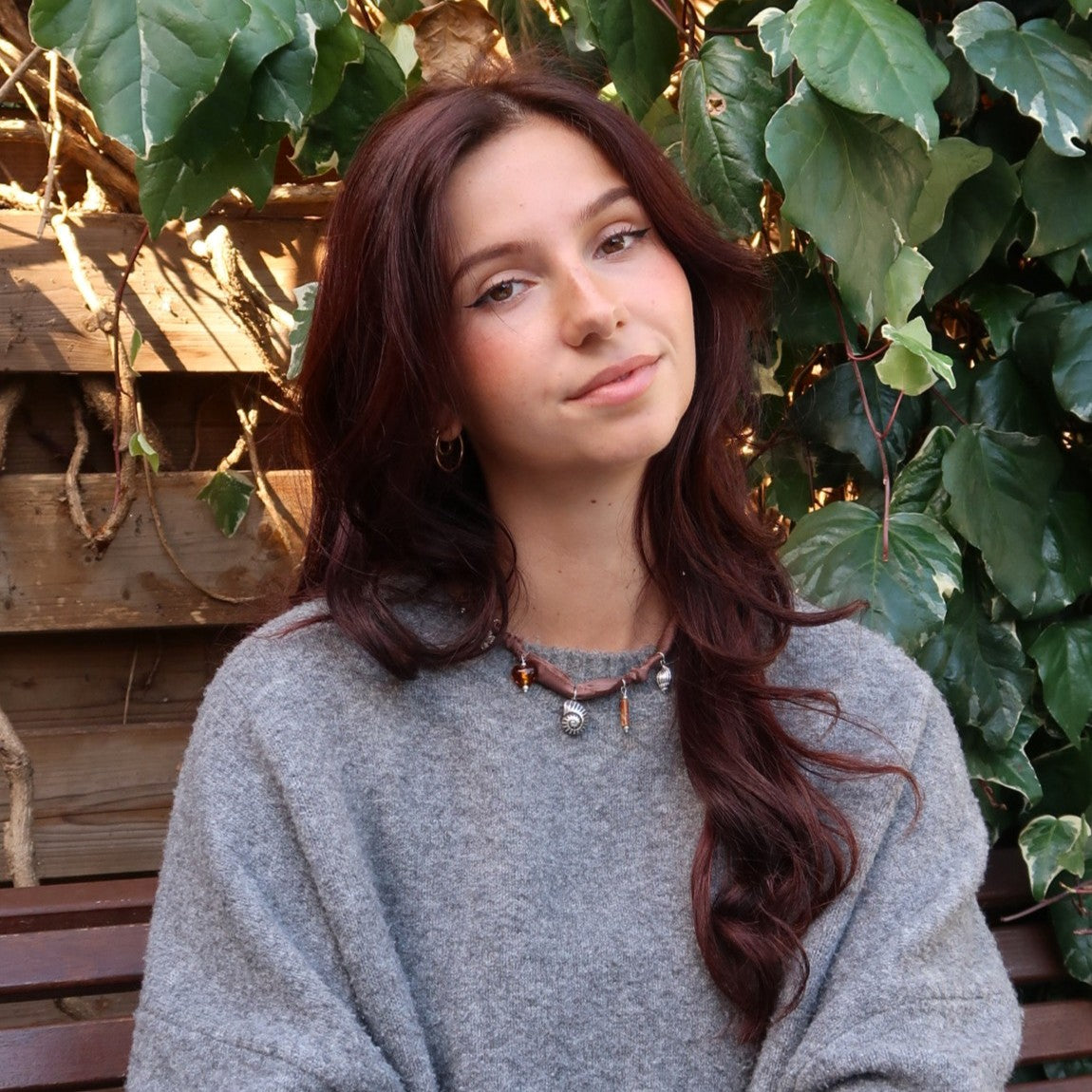 Bandana-Kette - braun, Satin, silber