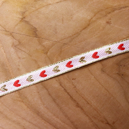 Ribbon hearts red gold