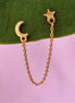 Stainless steel oorsteker maan en ster goud