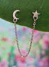 Stainless steel oorsteker maan en ster zilver