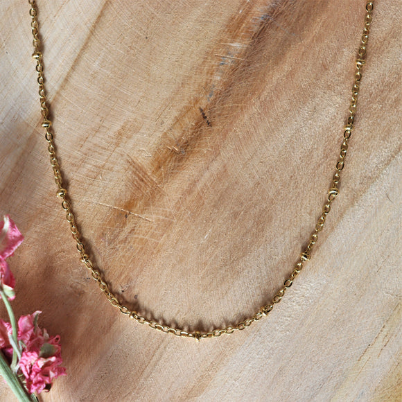 Stainless steel ketting goud - bolletjes