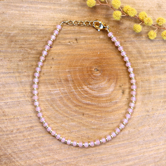 Miyuki armband goud en roze