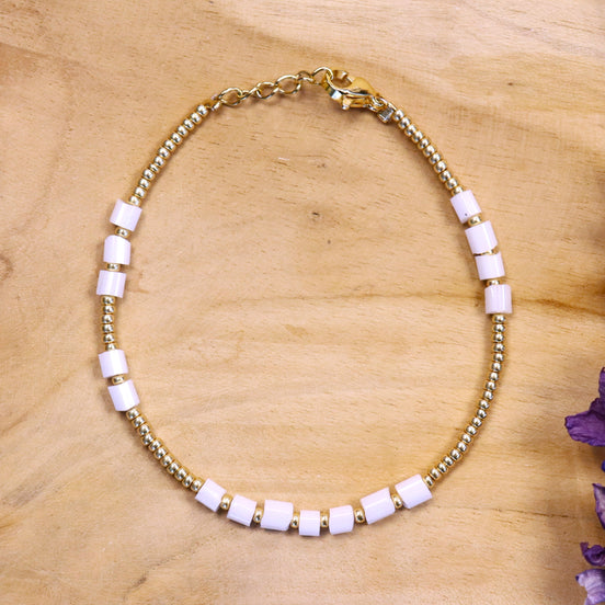 Miyuki bracelet gold with glass beads