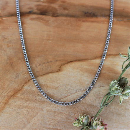 Stainless steel ketting zilver - schakel