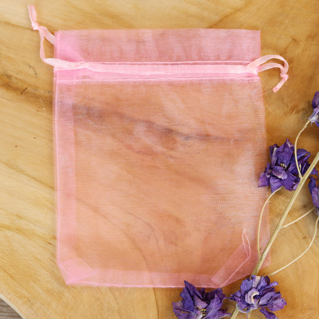 Organza zakje lichtroze klein