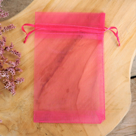 Organza zakje donkerroze groot