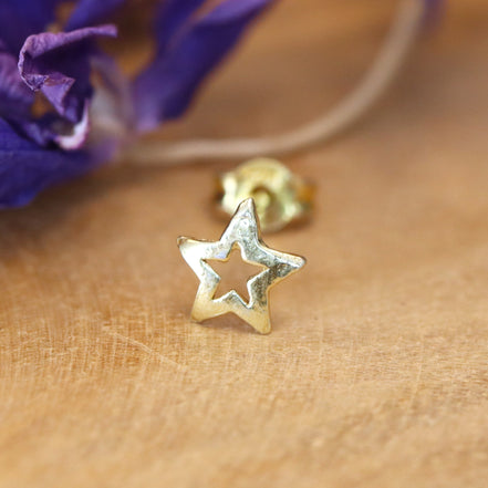 Gold plated stud earrings with open star