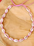 Geknoopte schelpketting - roze