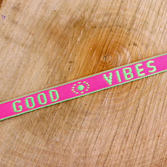 Geschenkband Good Vibes rosa-grün