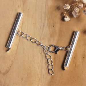 Eindkap sluiting met verlengketting 30mm zilver