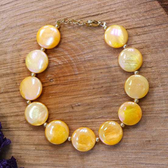 Miyuki armband met gele schelpen