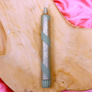 Kaars - groen/goud met glitters