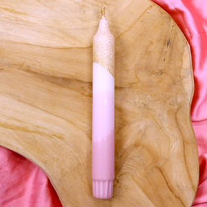 Kaars - wit/roze/glitter