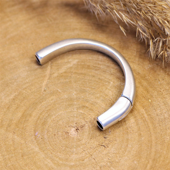 Halve magneet armband voor 5mm rond leer DQ zilver