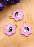 Enamel charm - pink flower with Yin Yang