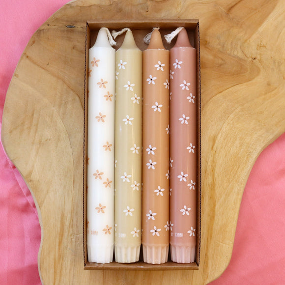 Kaarsenset met bloemetjes - roze tinten