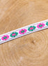 Ribbon with flowers white-pink-green