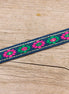 Ribbon with flowers blue-green-pink