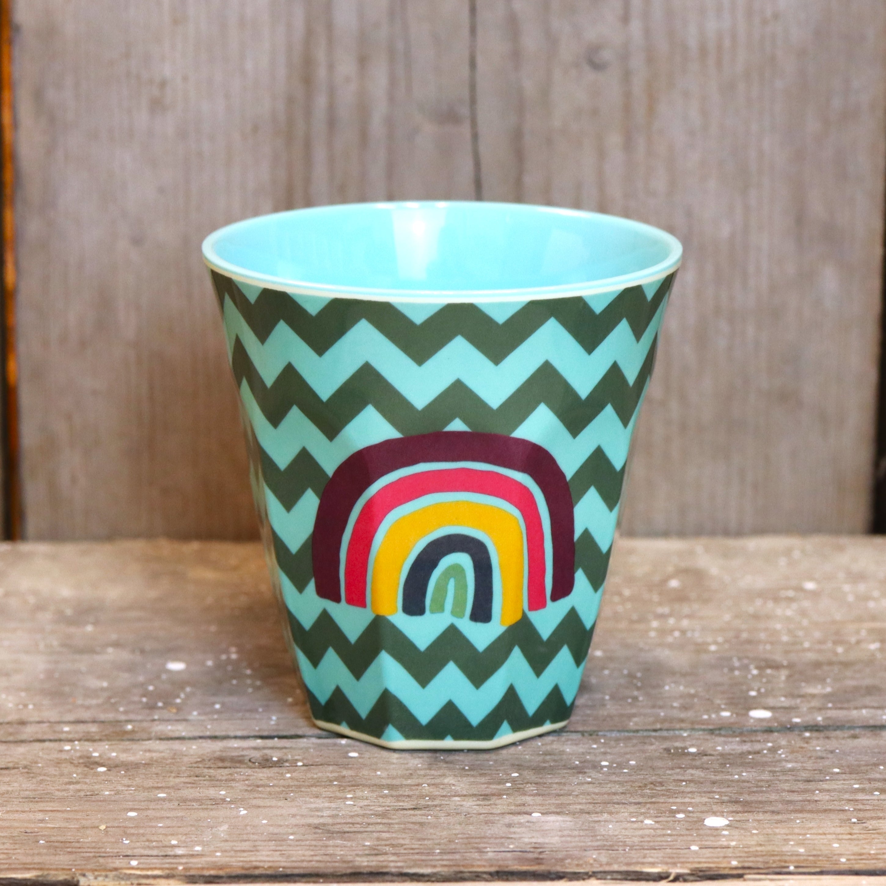 RICE Becher mittelgroß - Regenbogen-Zickzack-Print