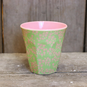 RICE beker medium - pink flower field