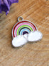 Enamel charm - rainbow silver